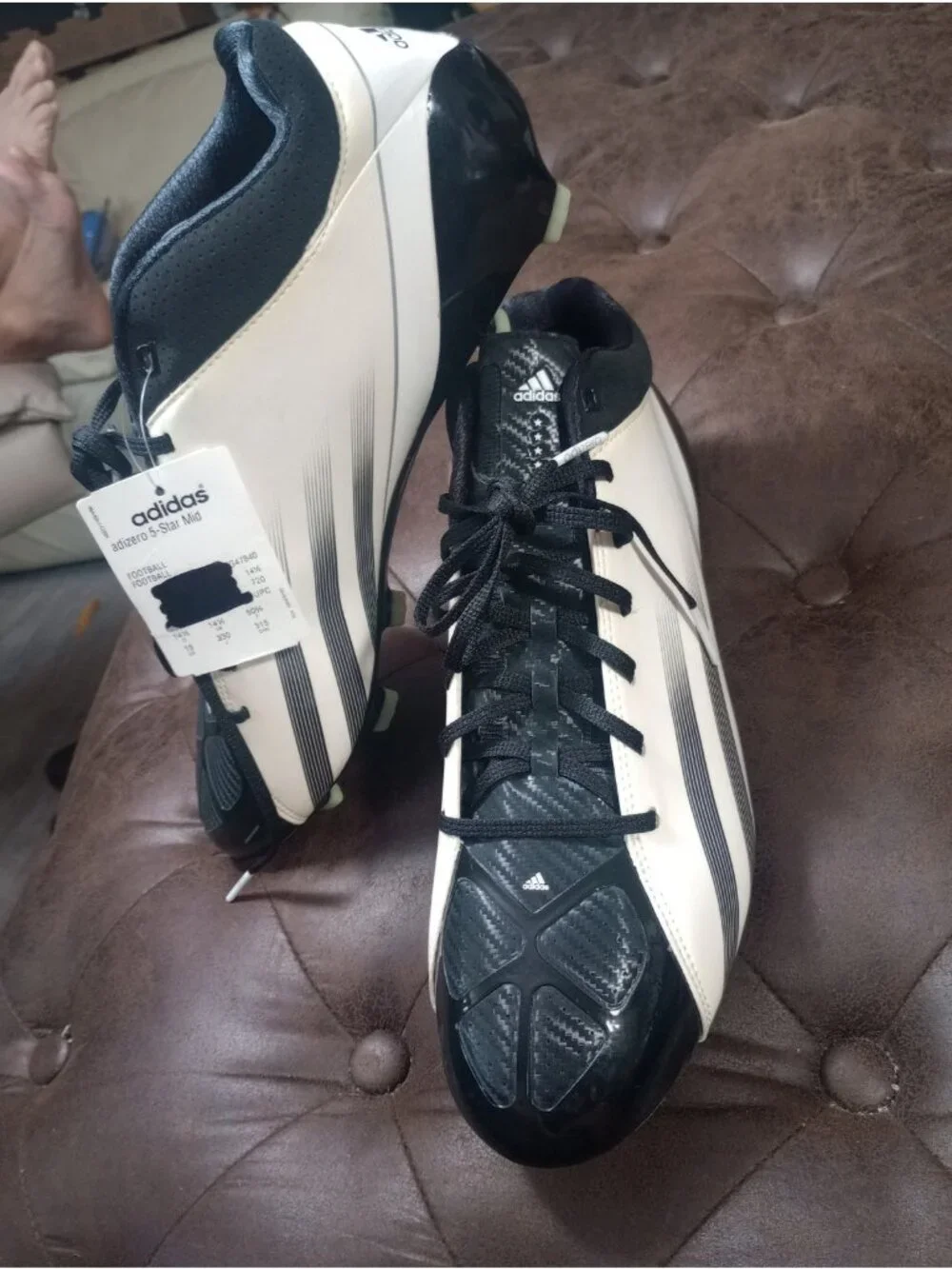 New Black Adidas Adizero 5-Star Soccer/Football Cleats Mens Size 15